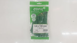 BRIDA NYLON VERDE 3,6X140 (100 unidades)