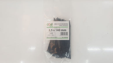BRIDA NYLON NEGRO 2.5X140 (100 unidades)