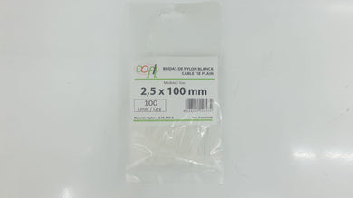 BRIDA NYLON BLANCA 2,5X100 (100 unidades)