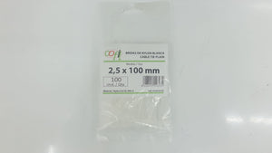 BRIDA NYLON BLANCA 2,5X100 (100 unidades)
