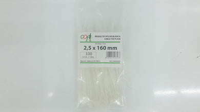 BRIDA NYLON BLANCA  2,5X160 (100 unidades)